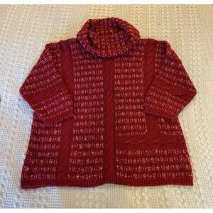 Lucky Brand Cowl Neck Sweater Cable Stitch Knit Burgundy Plus Size XL 3/4 Sleeve